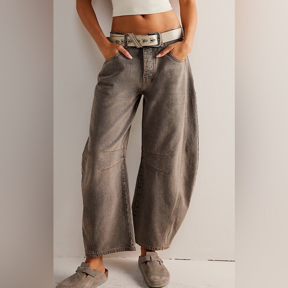 We The Free Brown Wide Leg Jeans